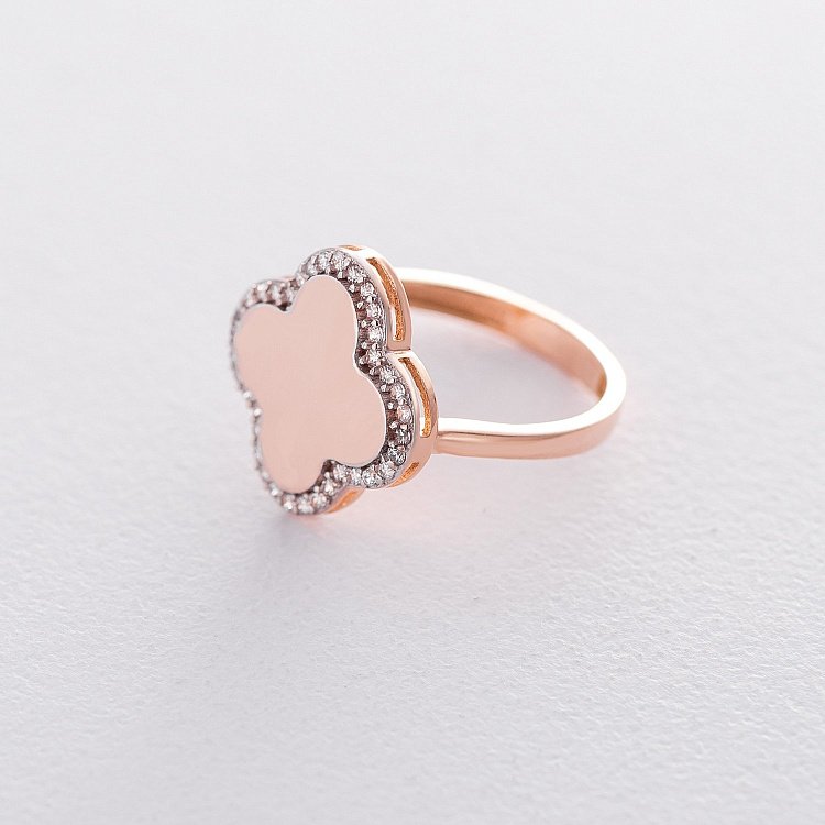 Золотое кольцо "Клевер" с фианитами к06219 от ювелирного магазина Оникс - 1