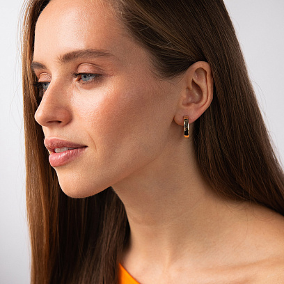 Золотые серьги-кольца (фианиты), диаметр: 21 мм с05228 №2