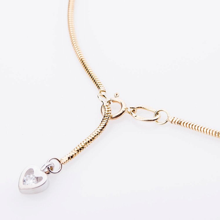 Золотий браслет на ногу з фіанітами б01804 від ювелірного магазину Онікс - 1