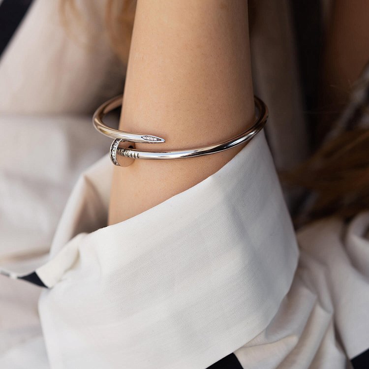 Золотой браслет "Гвоздь" с фианитами б05255 от ювелирного магазина Оникс - 5