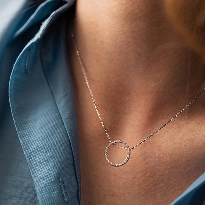 Серебряное колье "Круговорот" с фианитами 908-00918 №7
