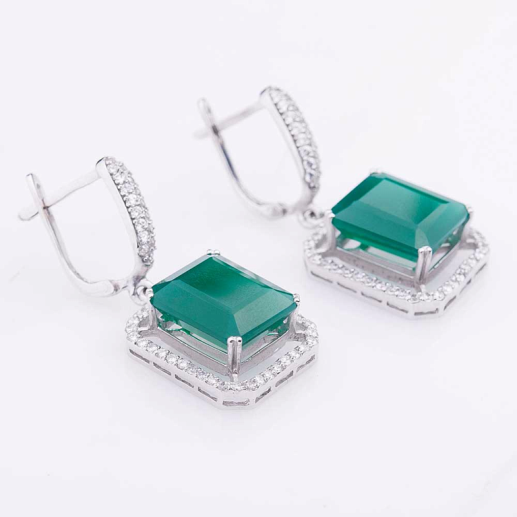 Золоті сережки з агатом і фіанітами с411 від ювелірного магазину Онікс