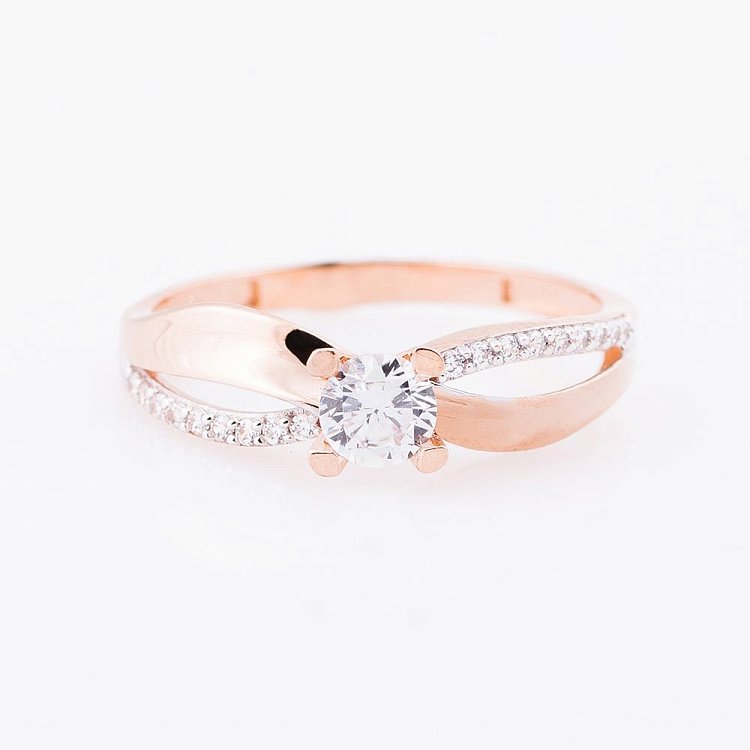 Золота заручальна каблучка з фіанітом к03368 від ювелірного магазину Онікс - 2