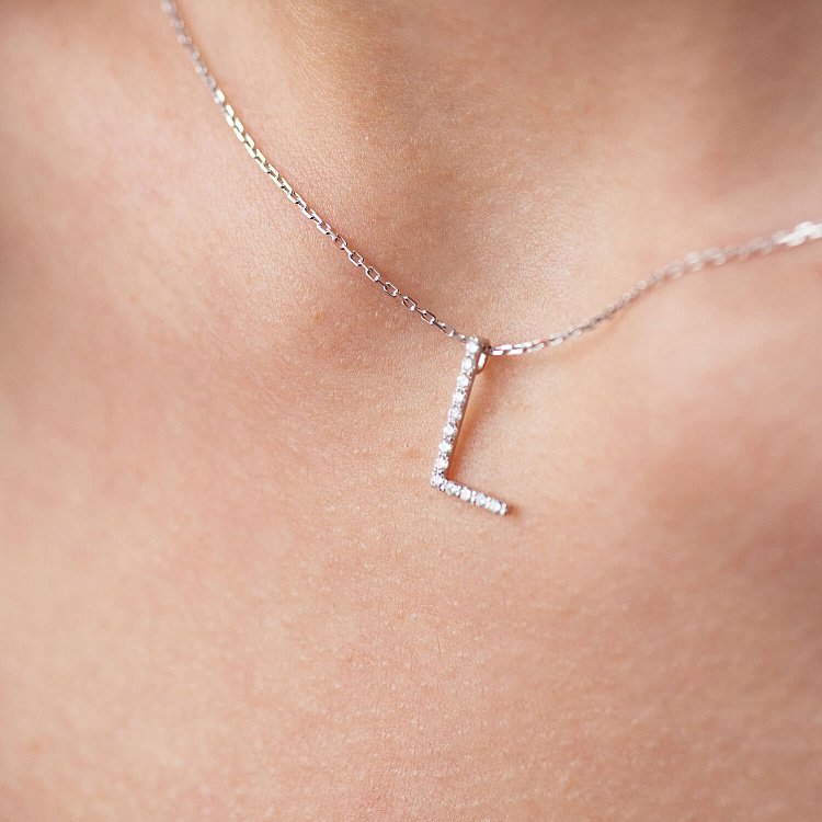 Золоте кольє з літерою "L" з діамантами 133781121 від ювелірного магазину Онікс - 5