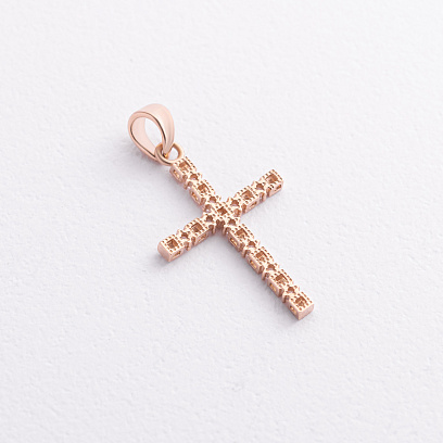 Хрестик з фіанітами S (червоне золото) п04004 №3