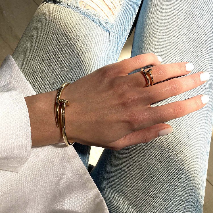 Браслет "Гвоздь" в желтом золоте б05145 от ювелирного магазина Оникс - 1