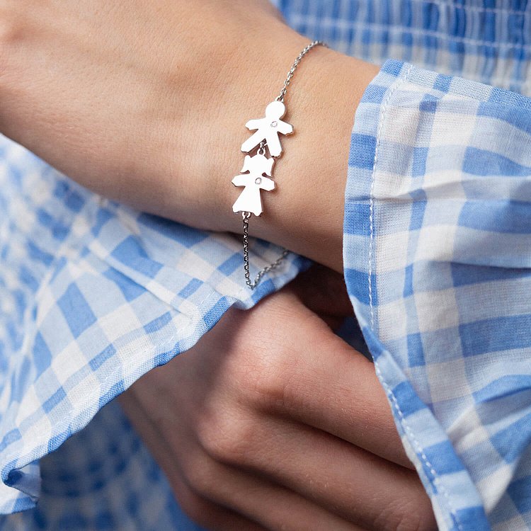 Серебряный браслет "Девочка и мальчик" (возможна гравировка) 2084 от ювелирного магазина Оникс - 3