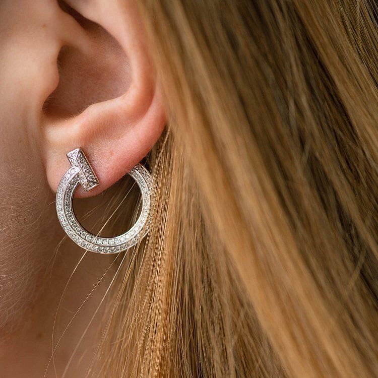 Сережки - пусети "Evelyn" у білому золоті (діаманти) сб0488м від ювелірного магазину Онікс - 3