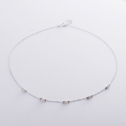 Золотое колье с жемчужинками кол01569