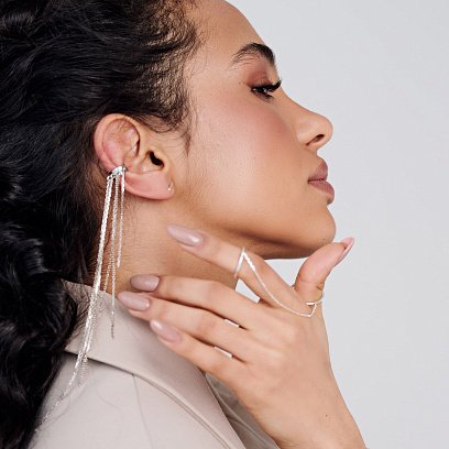 Серебряная серьга - каффа "Тильда" 123194 №10