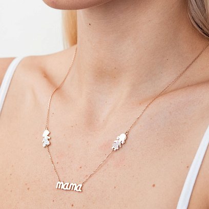 Золотое колье "Мальчик и девочка" (фианиты) кол00994 №2