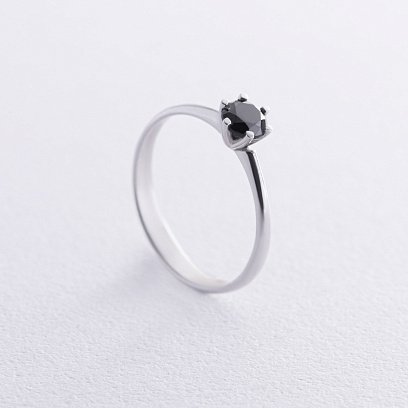 Заручальна каблучка з чорним діамантом (біле золото) 236071122