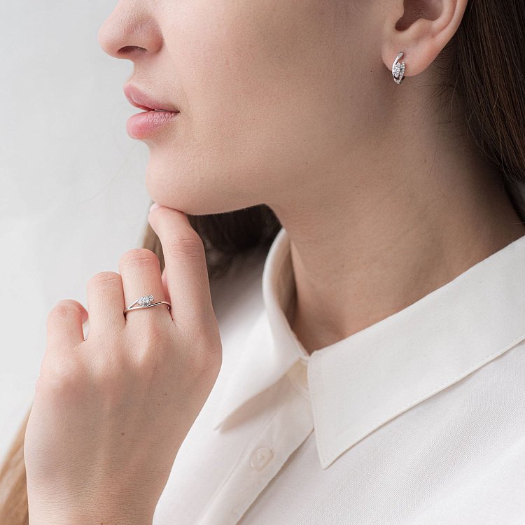 Золота каблучка з діамантами кб0327ha від ювелірного магазину Онікс - 1