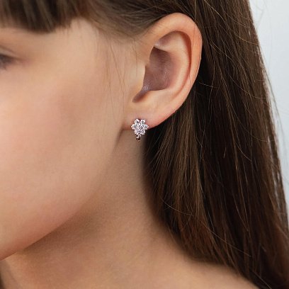 Золотые серьги с фианитами с04823 №2