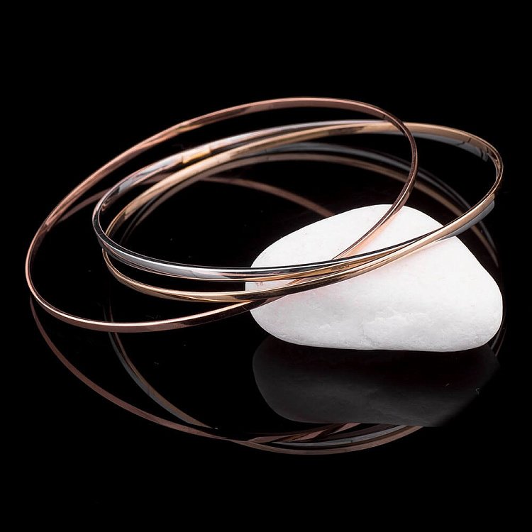 Тройной браслет из белого, красного и желтого золота б01692 от ювелирного магазина Оникс - 1