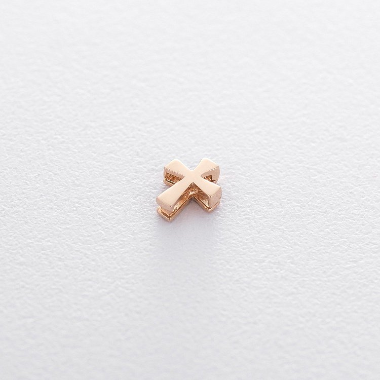 Открывающийся крестик Минимал в красном золоте п03283 от ювелирного магазина Оникс