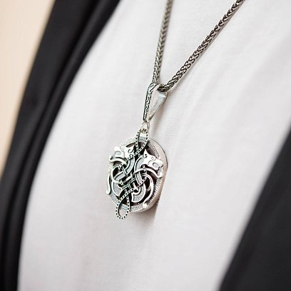 Срібний кулон "Вовки Роду" з деревом 088 №4