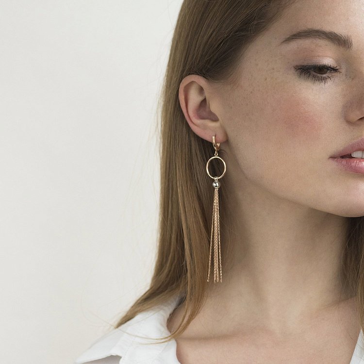 Висячі сережки з червоного золота с07206 від ювелірного магазину Онікс