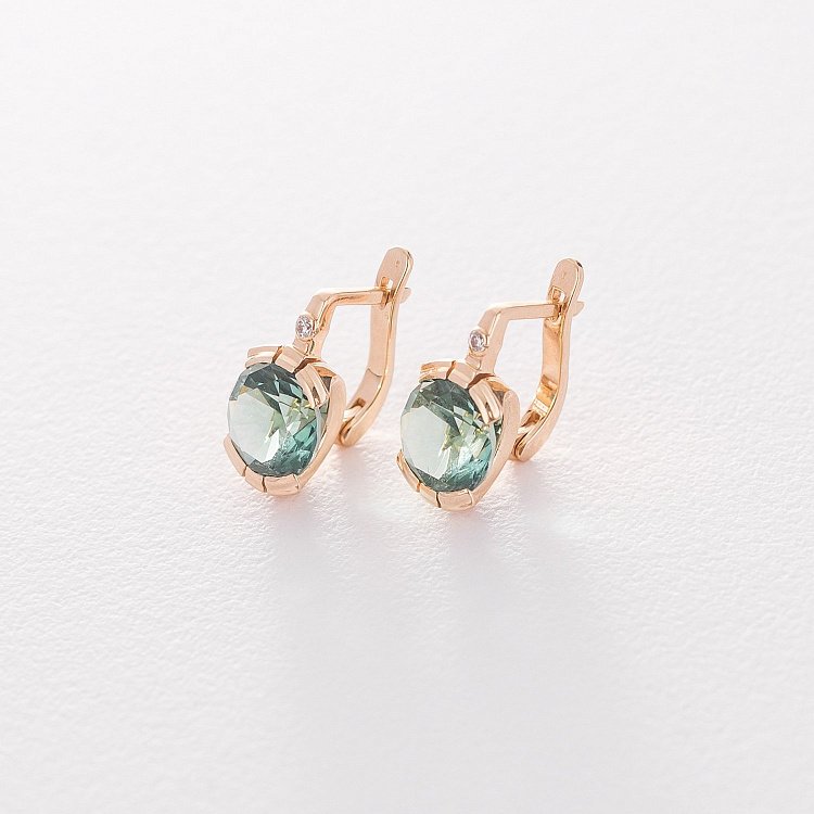 Золотые серьги (кварц, фианит) 03-0768.0.1256 от ювелирного магазина Оникс