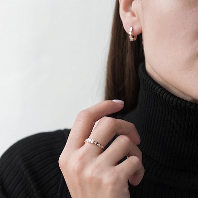 Золотые серьги Сердечки с фианитами с06587 №3