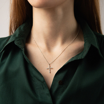 Хрестик в білому золоті (діаманти) пб0295ch №9