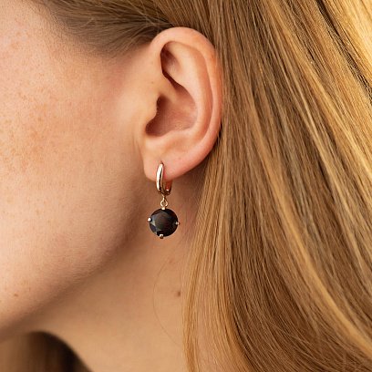 Золотые серьги "Влечение" (альмандин) с05296 №2