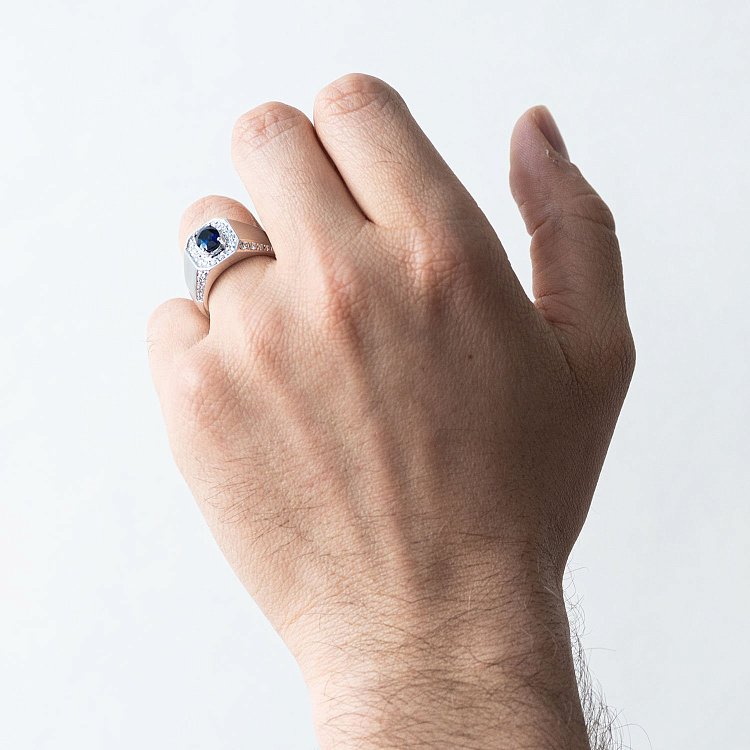 Золота печатка (сапфір, діамант) кб0112da від ювелірного магазину Онікс - 1