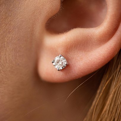 Золотые серьги - пусеты с бриллиантами 331431121 №4