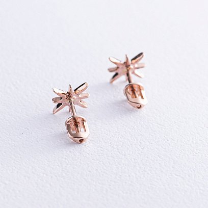 Золоті сережки - пусети "Зірки метеорити" з фіанітами с07906 №10