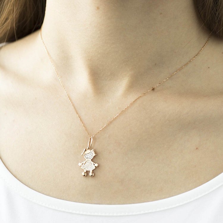 Золота підвіска "Дівчинка" (фіаніти) п03029 від ювелірного магазину Онікс - 2