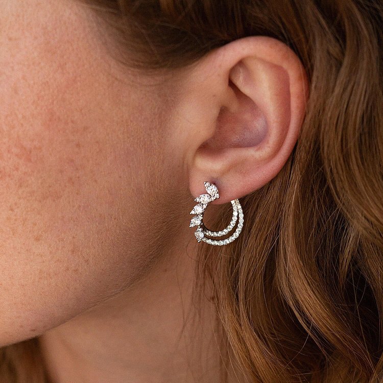 Золотые серьги "Капельки" с бриллиантами сб0412cha от ювелирного магазина Оникс - 6