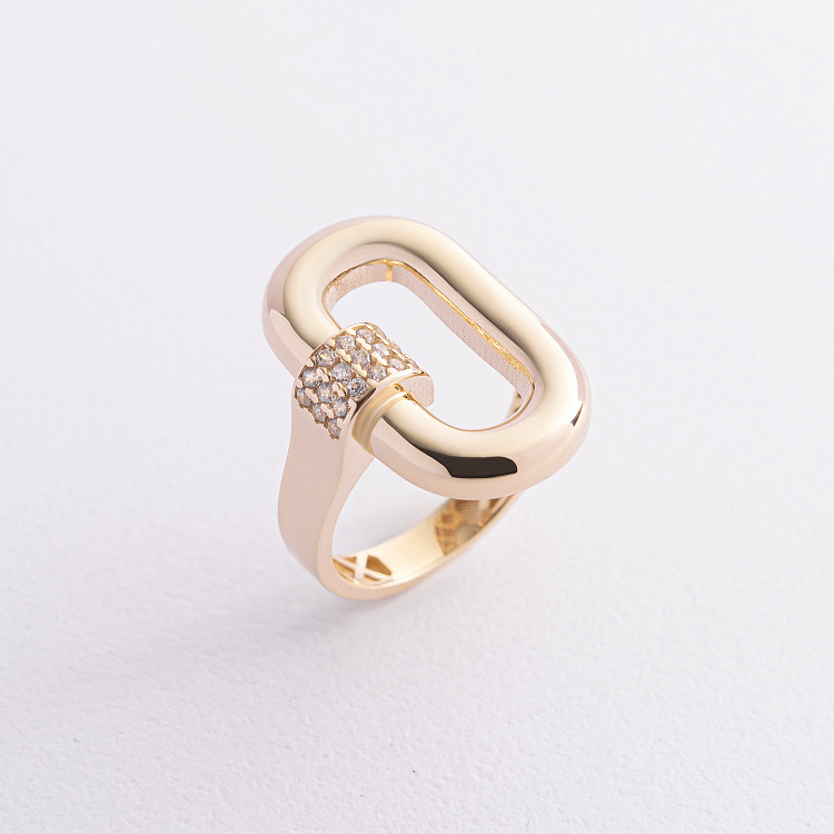 Каблучка "Alice" в жовтому золоті (фіаніти) к08375 від ювелірного магазину Онікс - 1