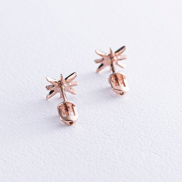 Золоті сережки - пусети "Зірки метеорити" з фіанітами с07906 від ювелірного магазину Онікс - 9