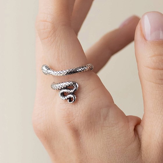 Серебряное кольцо "Змея" 3853 №2