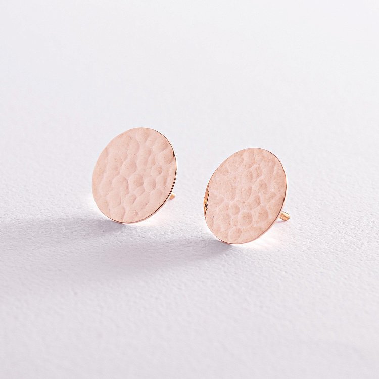 Серьги - пусеты "Теона" в красном золоте с07799 от ювелирного магазина Оникс - 4