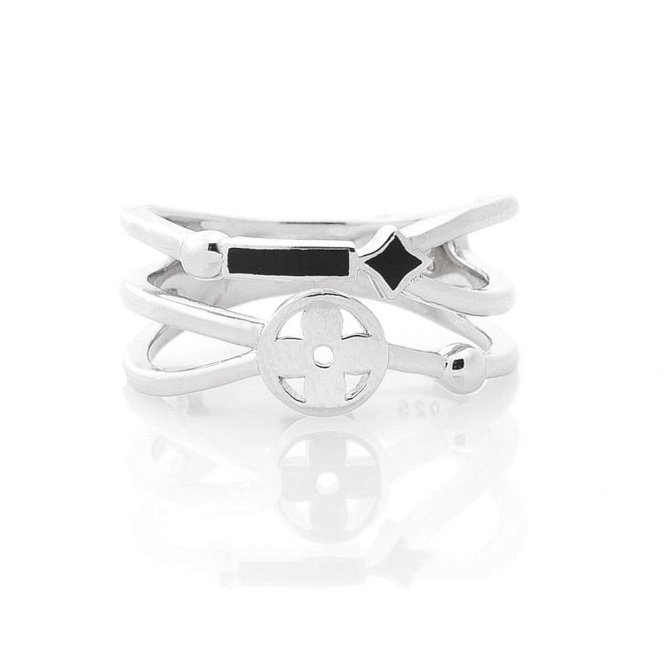 Срібний перстень "Конюшина" (емаль) 112046 від ювелірного магазину Онікс - 2