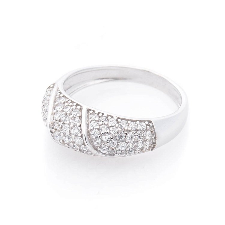 Золота каблучка з фіанітами к02222 від ювелірного магазину Онікс - 1