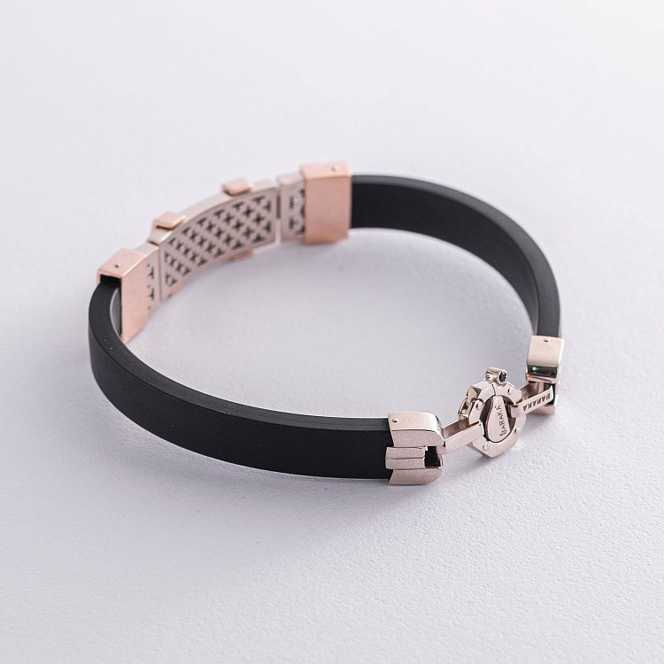 Мужской золотой браслет (каучук) Б0025/1 от ювелирного магазина Оникс - 2