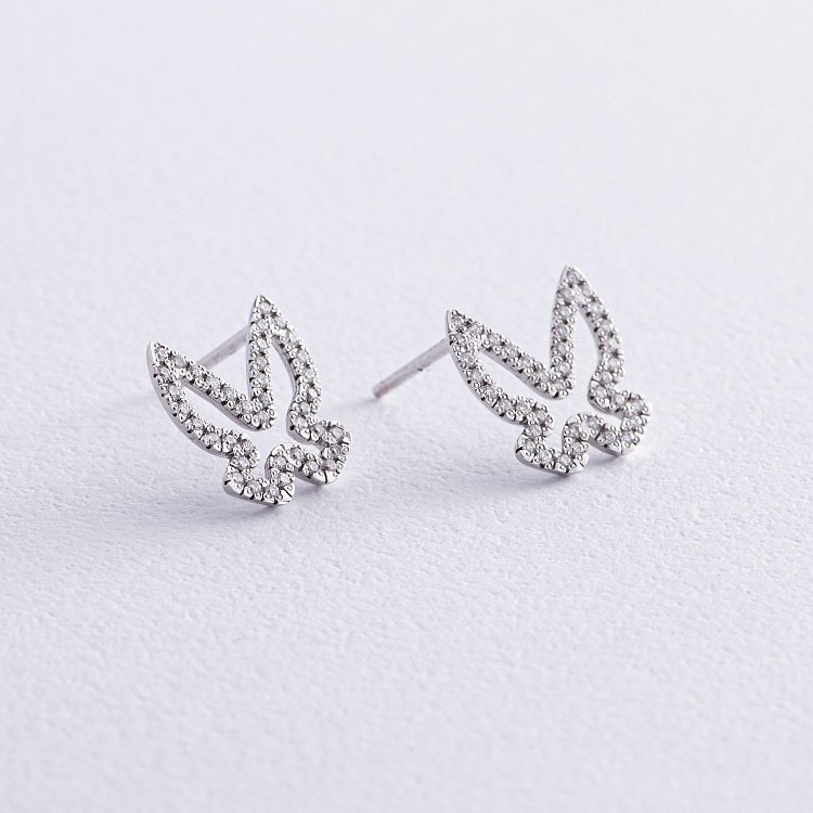 Золоті сережки - пусети "Метелики" з діамантами 32871521 від ювелірного магазину Онікс - 1