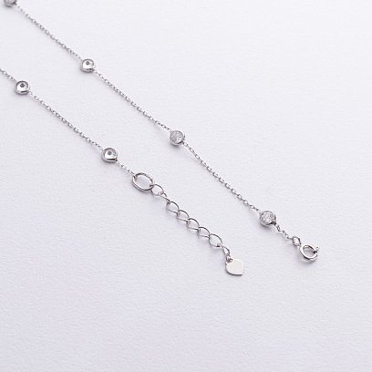 Серебряное колье - галстук с фианитами 908-01592 №3