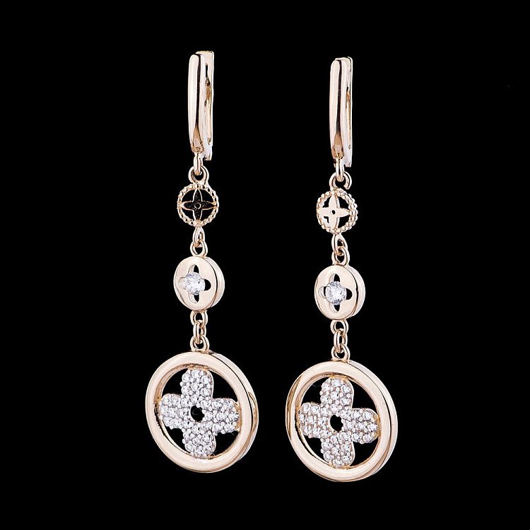 Золоті сережки "Конюшина" з фіанітом с04837 від ювелірного магазину Онікс