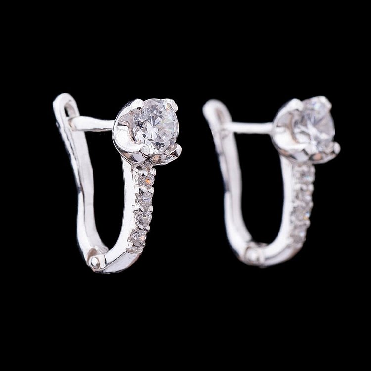 Серьги с фианитами 12865 от ювелирного магазина Оникс - 2