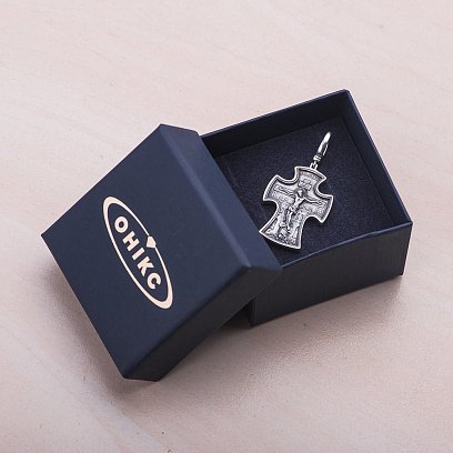 Серебряный православный крест "Распятие Христово. Святитель Николай" 132491 №2