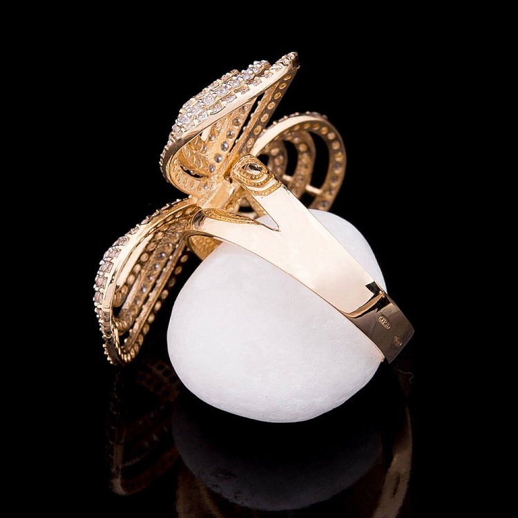 Золотое кольцо "Винтаж" с фианитами к03636 от ювелирного магазина Оникс - 2