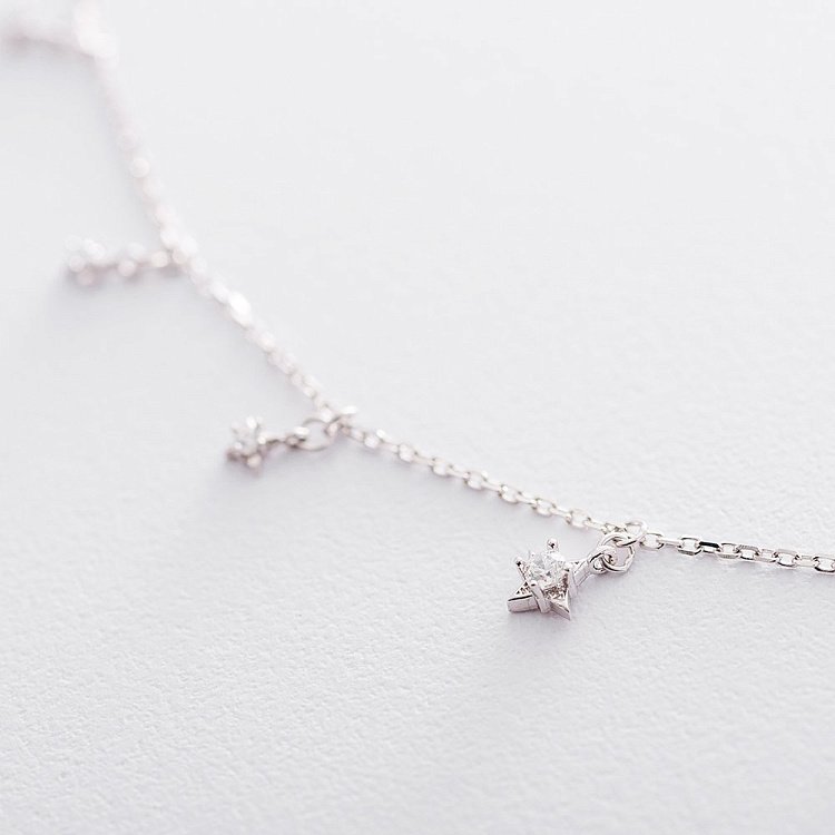 Срібне кольє із зірочками (фіаніт) 18798 від ювелірного магазину Онікс - 1
