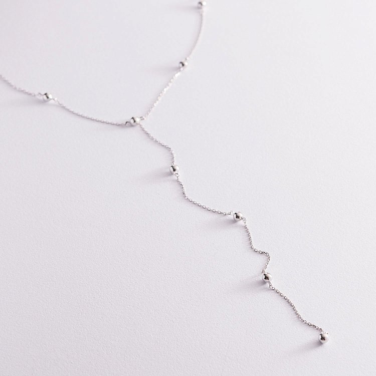 Кольє "Кульки" в білому золоті кол01948 від ювелірного магазину Онікс - 3