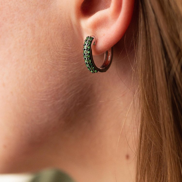 Золотые серьги с цаворитами сб0424gl от ювелирного магазина Оникс - 1