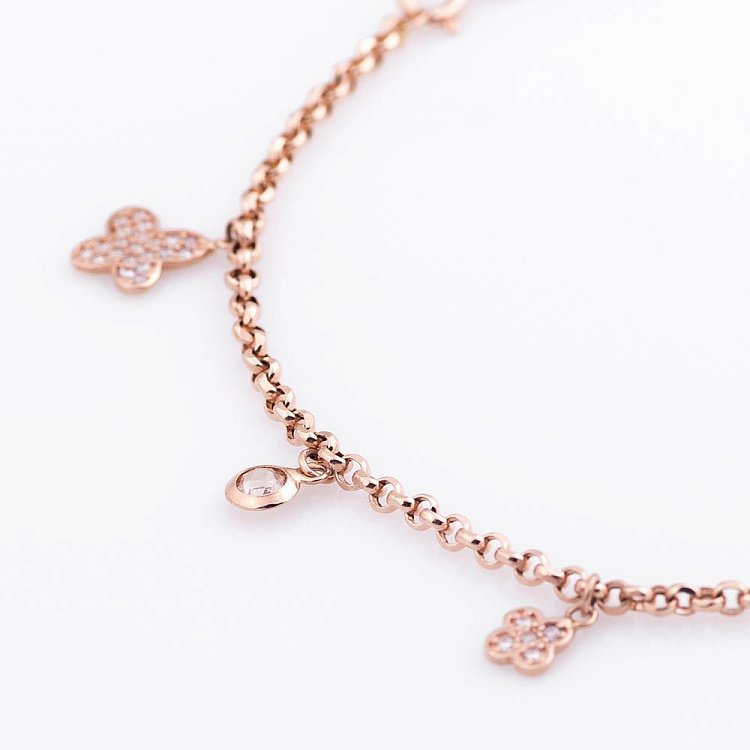 Золотой браслет на ногу с фианитами б02579 от ювелирного магазина Оникс - 1