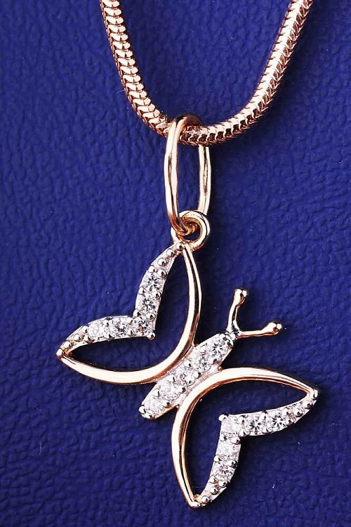 Подвеска "Бабочка" (фианит) п01421 от ювелирного магазина Оникс - 1