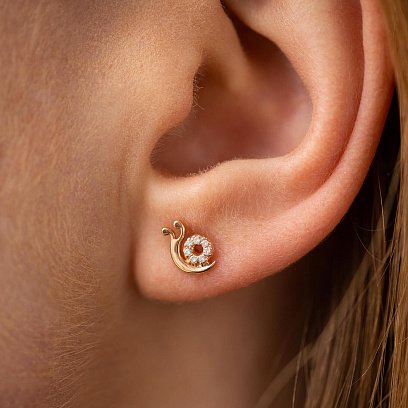 Золоті сережки - пусети "Равлики" з діамантами 317262421 №2